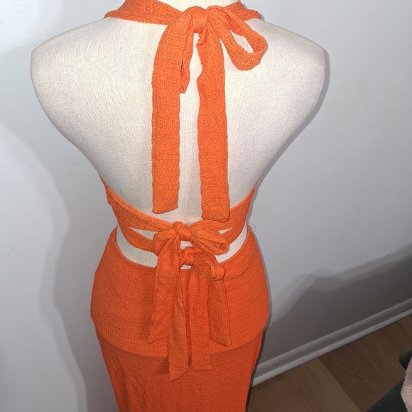 SHEIN Vibrant Orange Maxi Dress- W Sz Med 6 - Picture 7 of 9